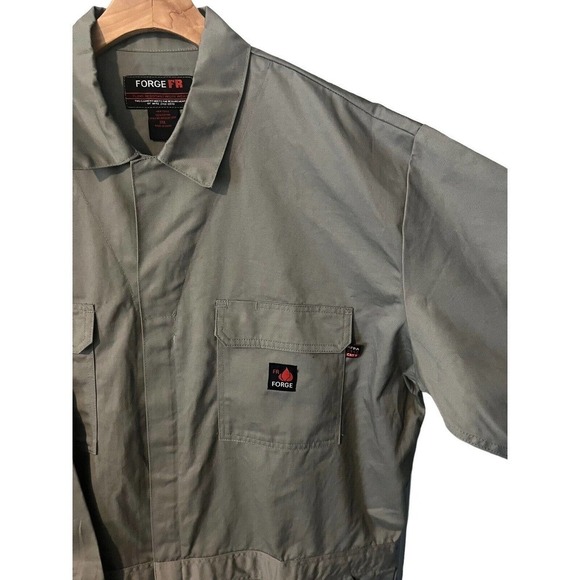 Forge FR Mens Fire Resistant Coveralls Gray Elastic Waist Full Zip Snap 3XL NEW - Picture 4 of 16